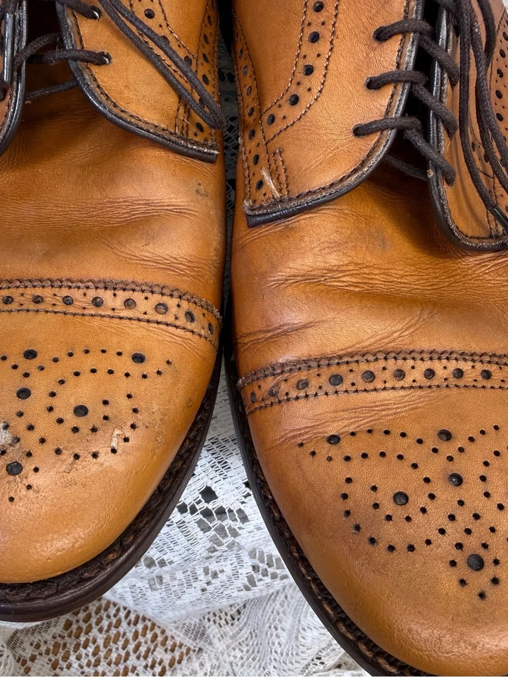 Allen Edmonds Cognac Brown Brogue Cap-Toe Oxfords